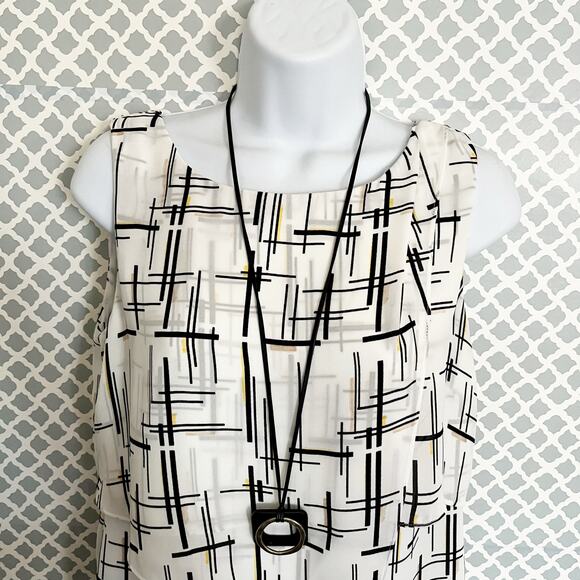 White House Black Market Printed High Low Tank Top Abstract Pattern Size XS - Picture 5 of 8